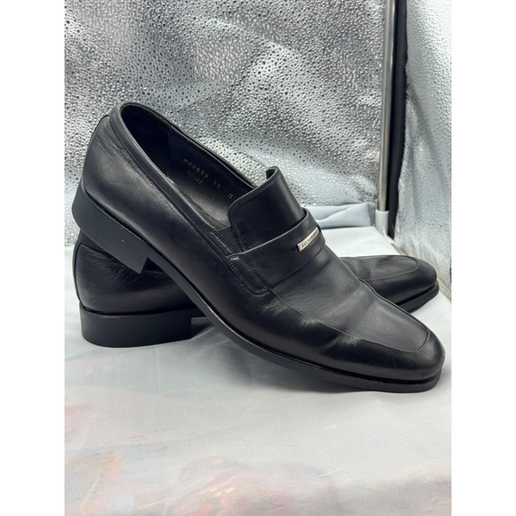 Bruno Magli Maioco Penny Loafers Mens Size 11 Black Leather Slip On Dress Shoes - Picture 2 of 12